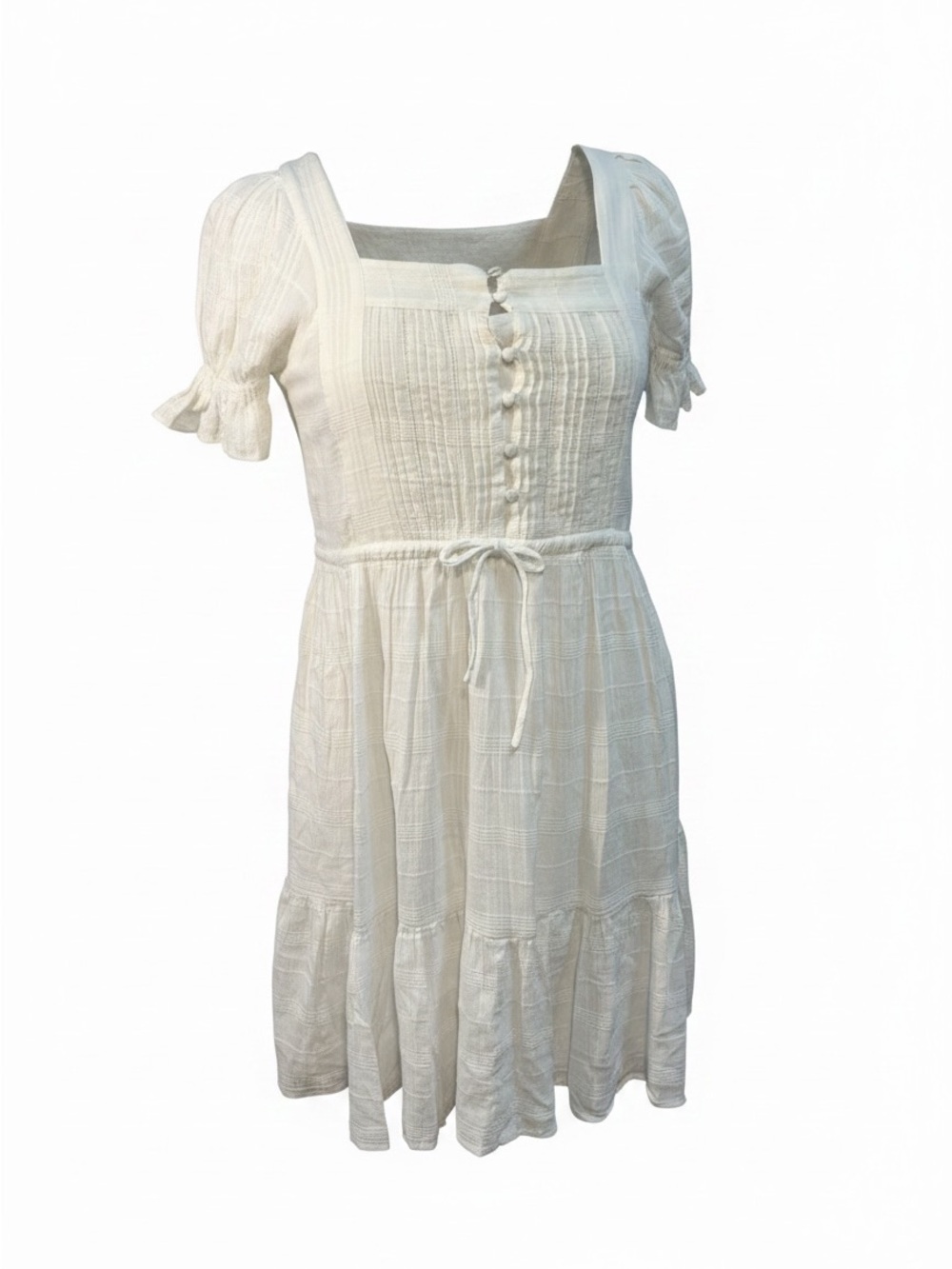 Madewell White Square Neck Puff Sleeve Midi Dress NWOT